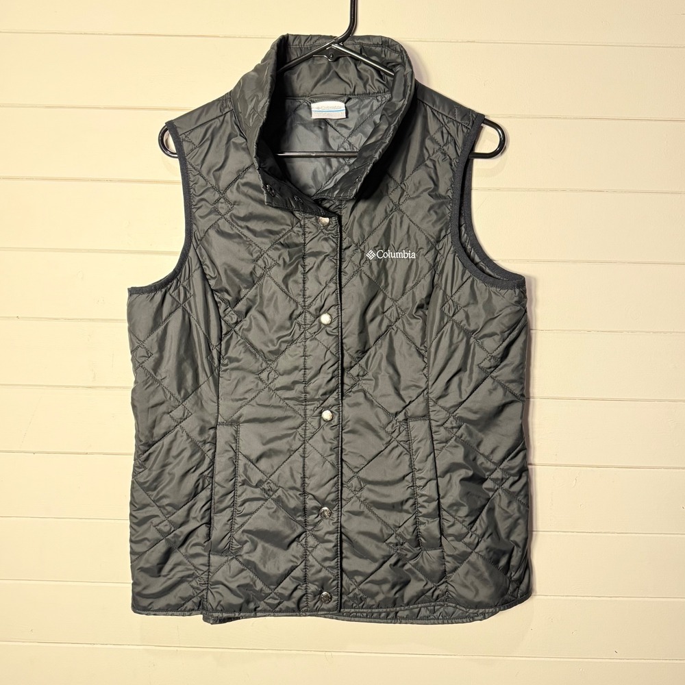 Columbia Womens Black Quilted Insulated Snap Front‎ Puffer Vest Large